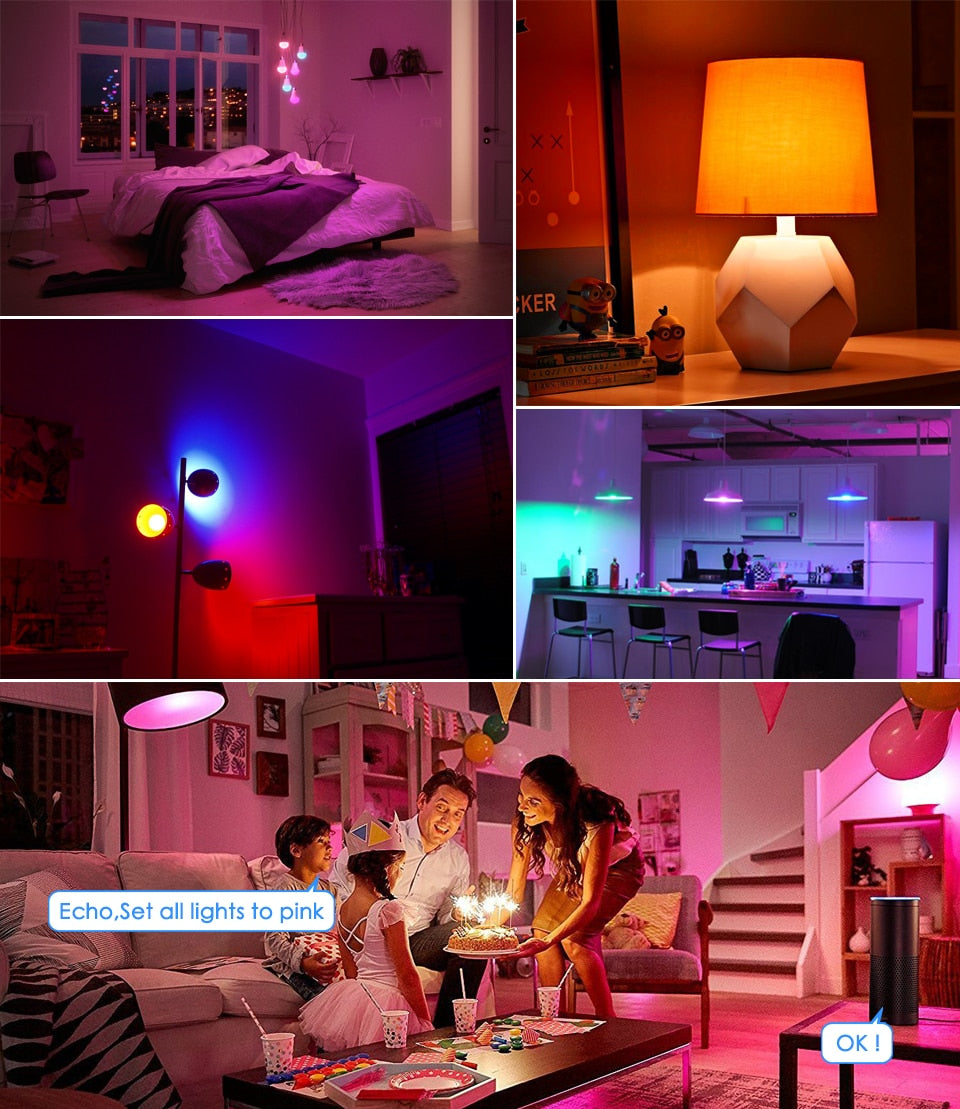 Wi-Fi Smart RGB + White Light Bulb - Alexa/Google Home Compatible - Dimmable, Timer, Color Changing