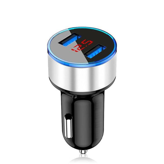 Car Charger with Voltage Display – Dual USB Fast Charging