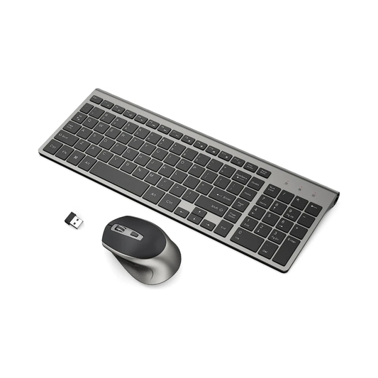 Combo de teclado y ratón inalámbricos, teclado ergonómico de 2,4 GHz, ratón inalámbrico ergonómico para PC, Windows, portátil, ordenador de escritorio, Chromebook y Mac (gris)