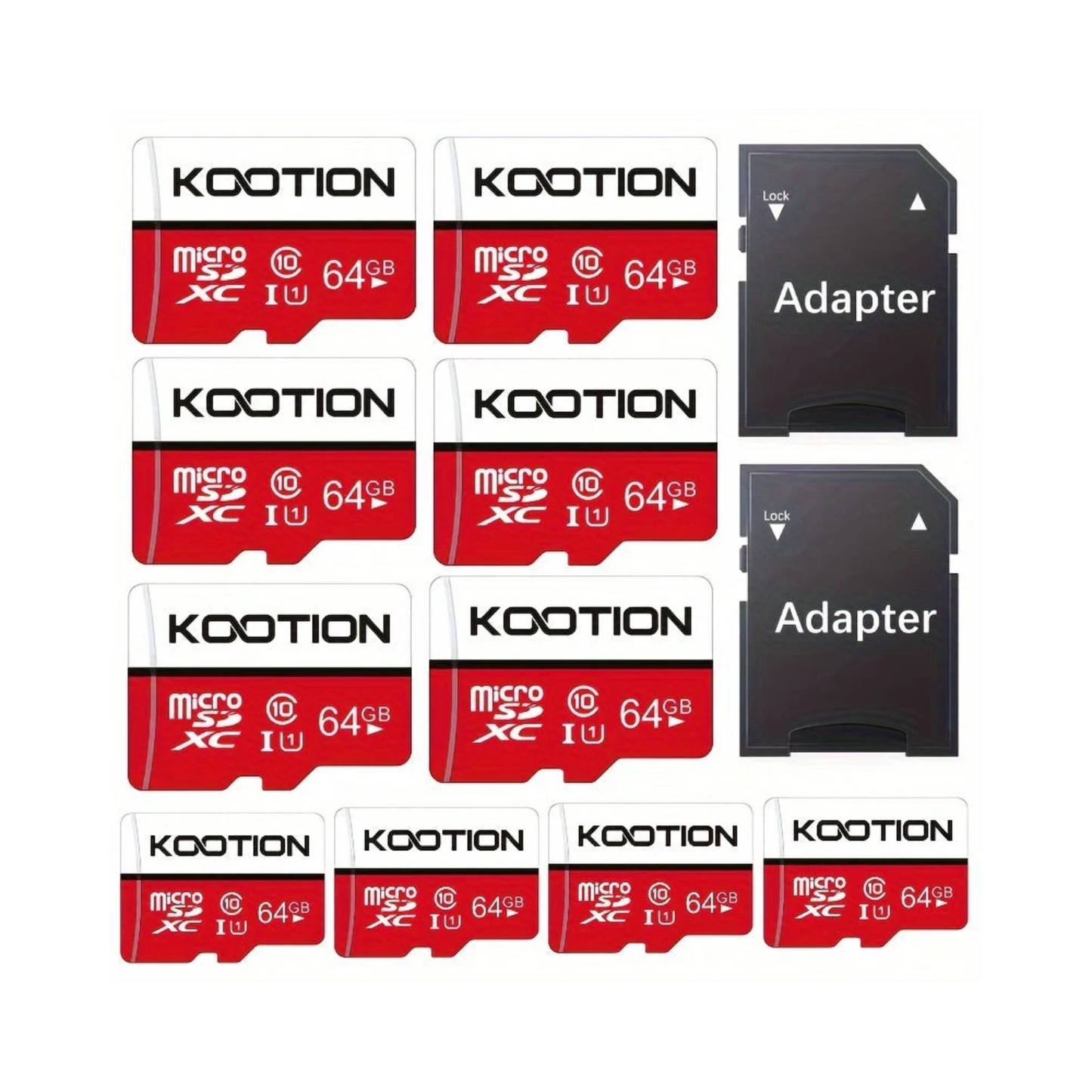 KOOTION High-Speed TF microSD Card Multi-Pack – UHS-I U1 C10 Memory Cards with SD Adapter, Full HD 1080P Recording, Up to 90MB/s Read, For Phones, Cameras, Drones & Dash Cams