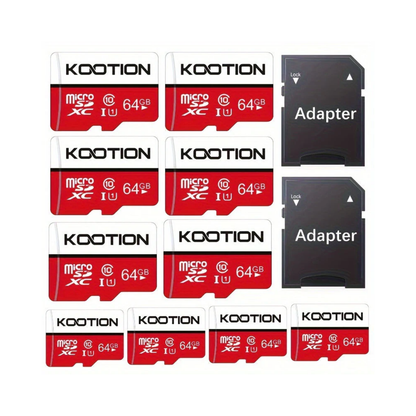 KOOTION High-Speed TF microSD Card Multi-Pack – UHS-I U1 C10 Memory Cards with SD Adapter, Full HD 1080P Recording, Up to 90MB/s Read, For Phones, Cameras, Drones & Dash Cams
