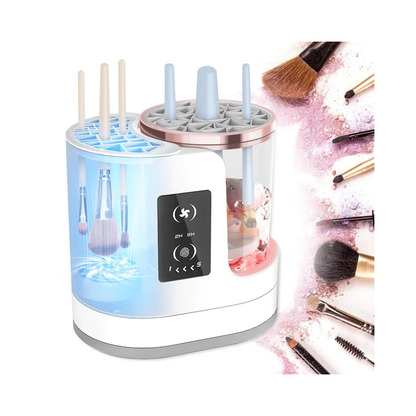 LARDERGO Makeup Brush Cleaner Machine – Electric Automatic Brush Cleaner & Dryer, Auto Clean & Dry Spray Rinse System, Compact Modern Design, Easy Operation, Built-In Storage