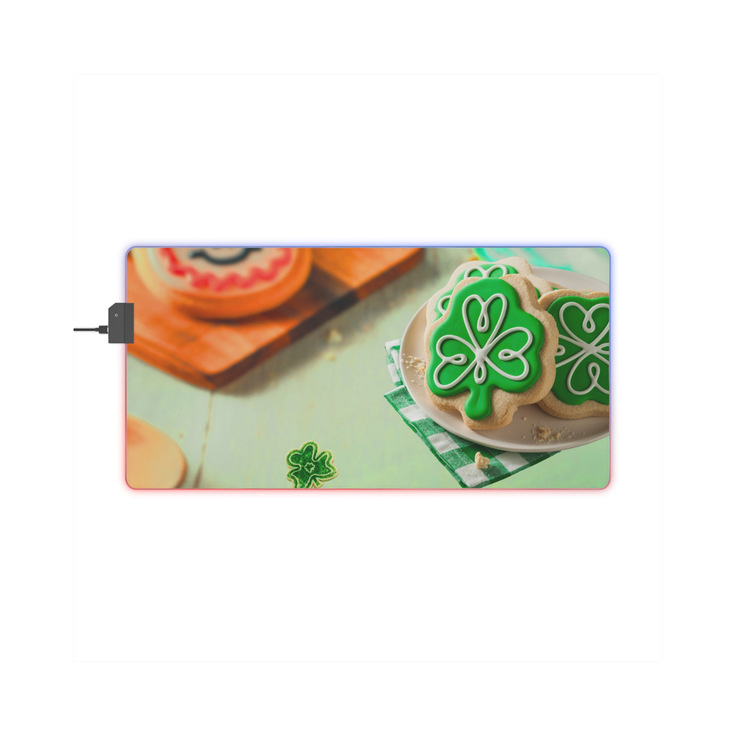 LED Desk Mat – Shamrock Cookie St. Patrick’s Day Design