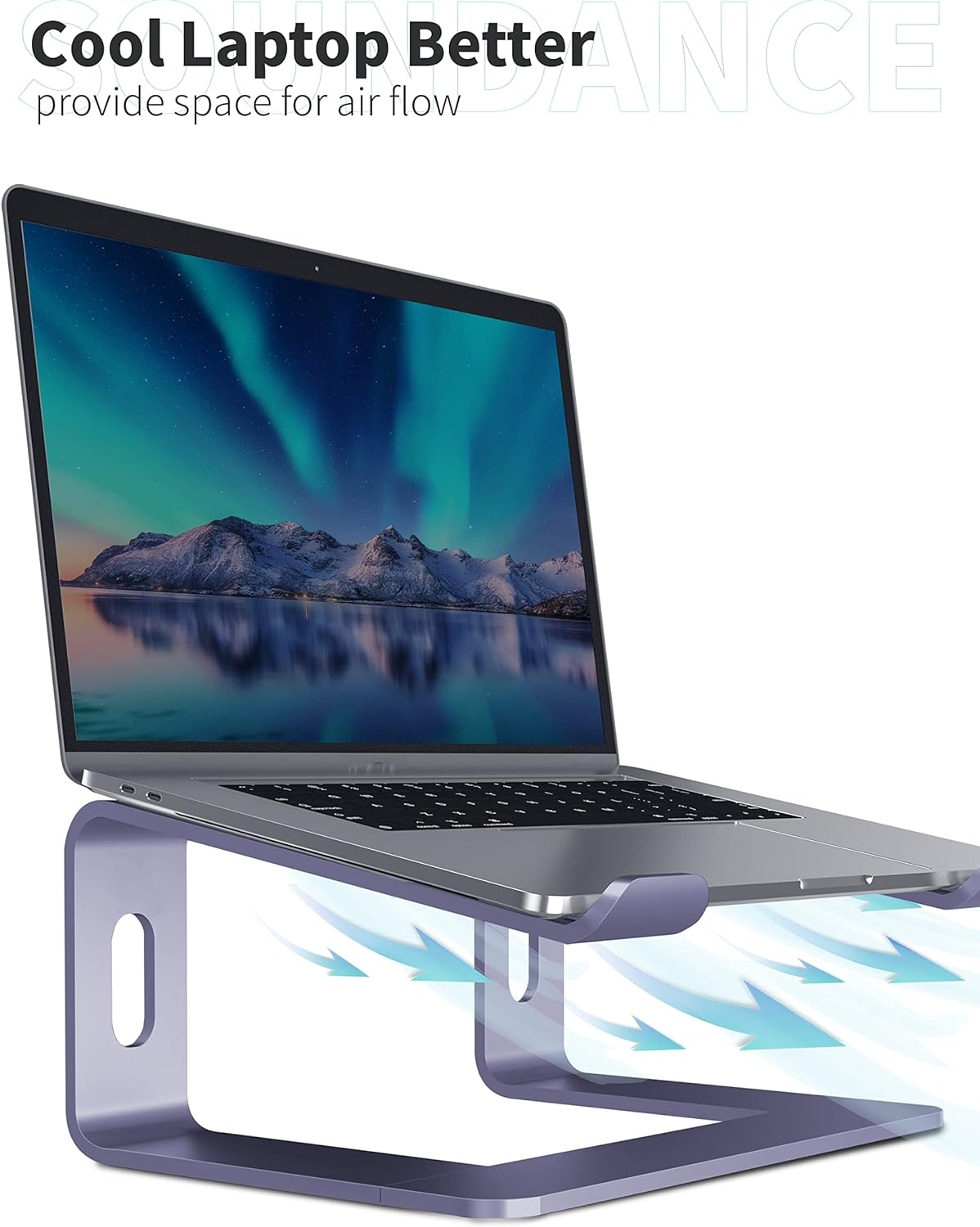 SOUNDANCE Ergonomic Aluminum Laptop Stand (LS1) – Fits 10" to 15.6" Laptops, 6" Eye-Level Lift, Detachable Portable Design, Ventilated Cooling, Non-Slip Rubber Grip, Desk Organizer