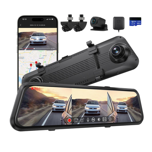 M4 Quad Mirror Dash Cam - 12" Touchscreen with 1080P 4-Camera System