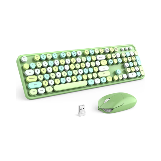 MOFII Retro Wireless Keyboard and Mouse Combo – Full-Size Typewriter Style Keyboard with Number Pad, 2.4GHz USB Plug & Play, Auto Sleep (Windows/Mac/PC/Laptop/Desktop)