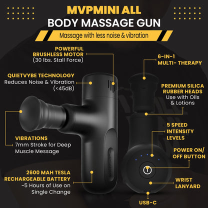 MVPmini Percussion Massage Gun - Portable Deep Tissue Recovery System