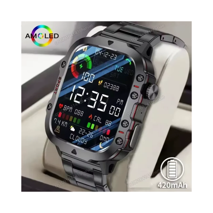 Men’s Smartwatch with Flashlight – Bluetooth Calling, 1.81" HD Touchscreen, Fitness & Health Tracking (ECG/HR/SpO2), 3ATM Waterproof, BLE 5.2 (Android/iOS)