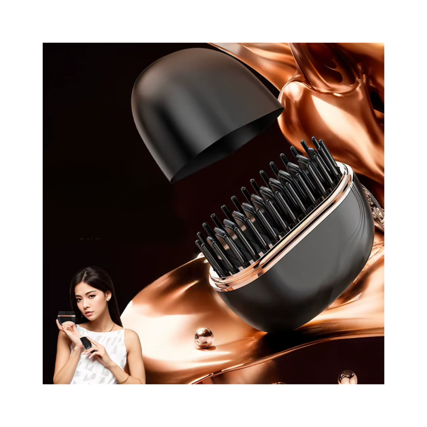 Mini Hair Straightening Comb – Wireless Charging, 3-Speed Heat Control 160–200°C, Dual-Use Straight & Curl, Anti-Scald Design, 2000mAh Battery, Portable Hair Styling Tool