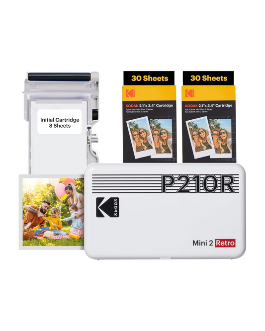 Mini Retro Photo Printer: 68 Sheet Bundle
