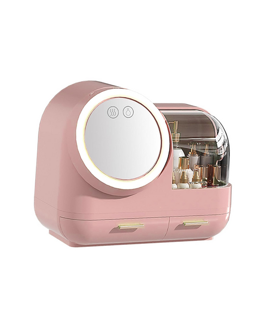 Portable Makeup Organizer with LED Mirror - Large Capacity Cosmetic Storage Case