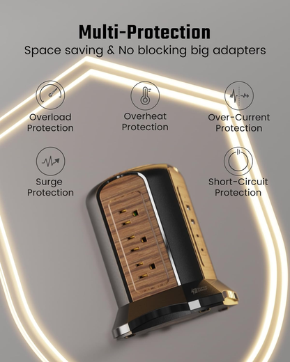 Power Strip Tower Surge Protector - 9 Outlets 4 USB Ports with 10Ft Cord