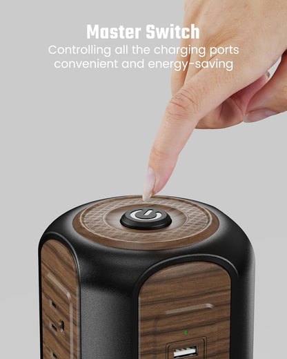 Power Strip Tower Surge Protector - 9 Outlets 4 USB Ports with 10Ft Cord