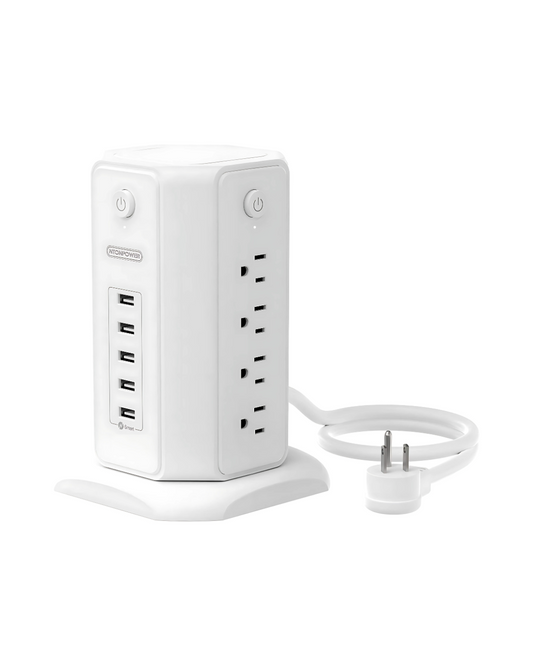 Power Strip Tower - 8 AC Outlets, 5 USB Ports with 6ft Cord & Surge Protection