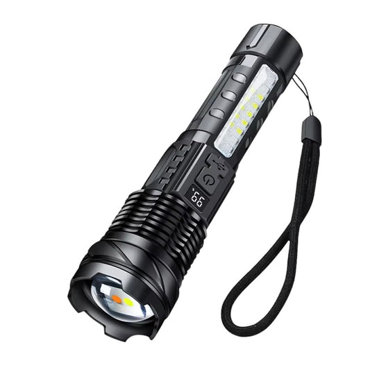 Ultra-Bright XHP50 LED Tactical Flashlight - Waterproof USB Rechargeable Torch with 7 Lighting Modes & Zoomable Beam for Camping & Outdoor Adventures