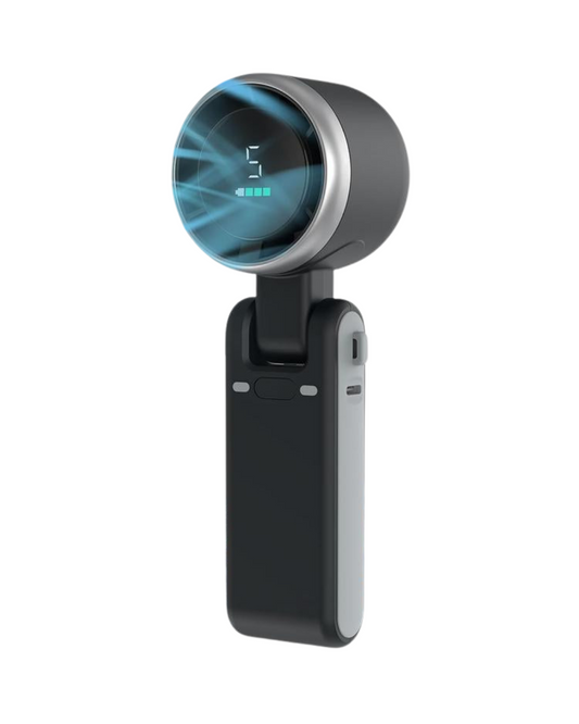 Powerful Handheld Turbo Fan: 5 Speeds, Rechargeable, for Travel & Work