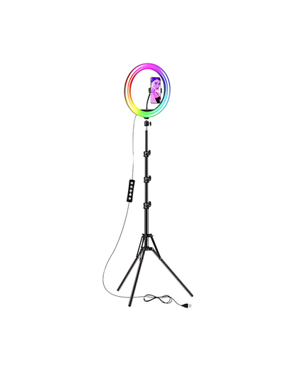 Anillo de luz RGB para selfies de 13" con trípode - 26 modos, 120 luces LED para fotografía