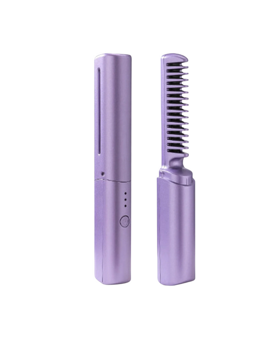 Rechargeable Mini Hair Straightener - Portable Cordless Negative Ion Styling Brush