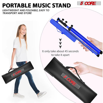 All-Metal Sheet Music Stand (Blue) – Portable Adjustable Desktop Book Holder, Foldable Bookstand for Musical Instruments, Model D0100H7WSJJ (MUS FLD BLU)