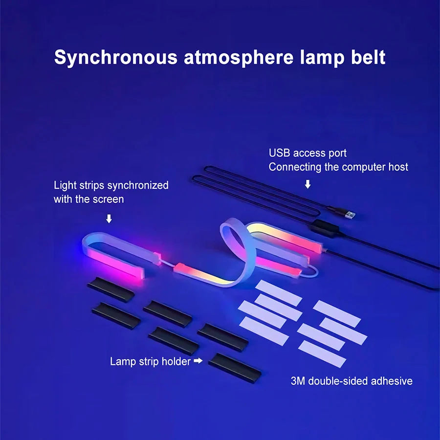 RGB Monitor Backlight Strip for PC – USB Sync LED, App Control, SMD5050, 27–34" Display