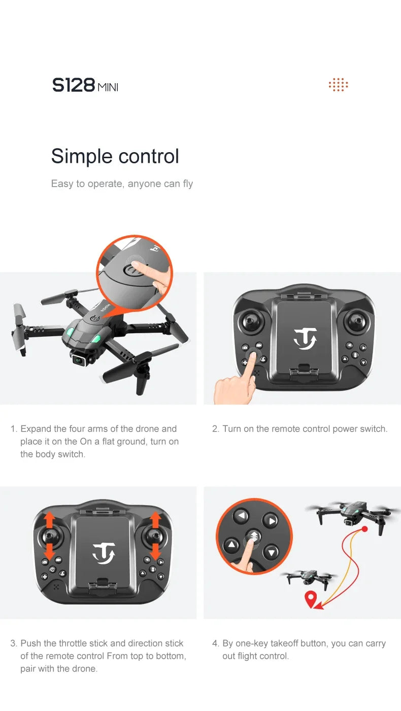 S128 Mini Drone - 4K Professional HD Camera, Triple Battery, 2024 Model