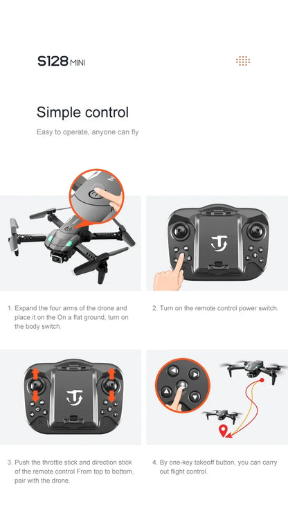 S128 Mini Drone - 4K Professional HD Camera, Triple Battery, 2024 Model