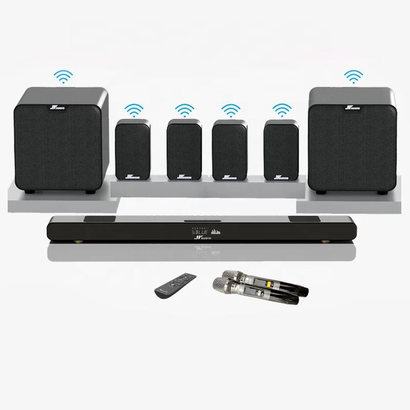 Home Theater System 7.2 Surround Sound Wireless Soundbar with Wireless Subwoofer and Remote Control