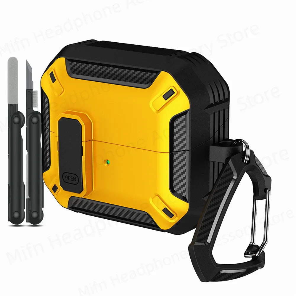 Carbon Fiber Switch Case Cover for Samsung Galaxy Buds 3/Buds 3 Pro – Hard Shell Protection, Secure Lock, Includes Cleaning Kit