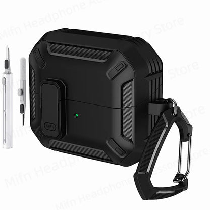Carbon Fiber Switch Case Cover for Samsung Galaxy Buds 3/Buds 3 Pro – Hard Shell Protection, Secure Lock, Includes Cleaning Kit