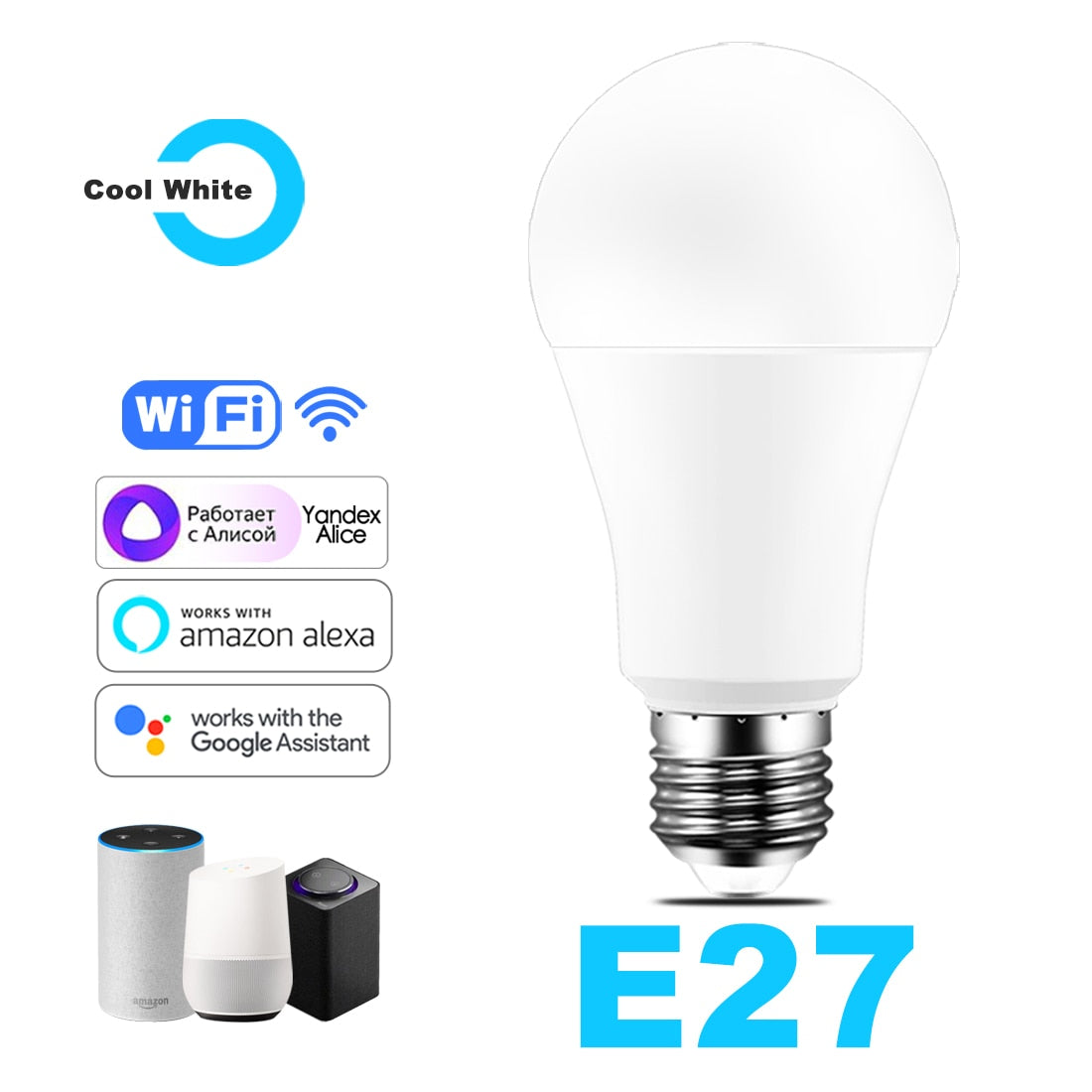 Wi-Fi Smart RGB + White Light Bulb - Alexa/Google Home Compatible - Dimmable, Timer, Color Changing