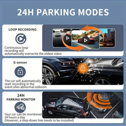 4-Channel 360° Dash Cam Car DVR – Front/Rear/Left/Right Recording, 24H Parking Monitor, G-Sensor, Loop Recording, Up to 128GB