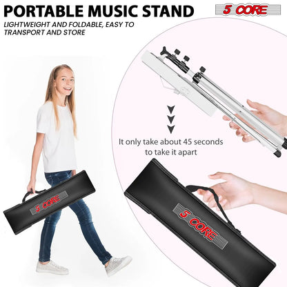 All-Metal Sheet Music Stand – Portable Adjustable Desktop Book Holder, Foldable Bookstand, Model D0100H5TA7J (MUS FLD WH)