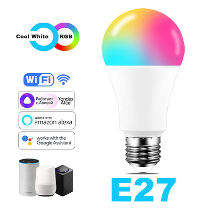Wi-Fi Smart RGB + White Light Bulb - Alexa/Google Home Compatible - Dimmable, Timer, Color Changing