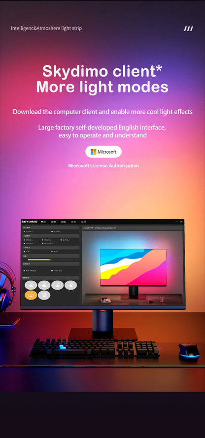 RGB Monitor Backlight Strip for PC – USB Sync LED, App Control, SMD5050, 27–34" Display