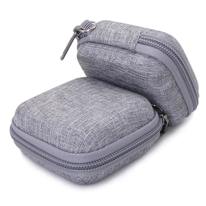 Portable Leather Earphone Storage Bag – Digital Gadgets Organizer, Cables/Charger/U Disk Holder, Compact Square Design