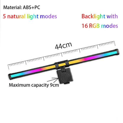 RGB Monitor Light Bar – Upgraded Wide Clamp (9cm), Touch Dimming, LED Desk & Gaming Lamp
