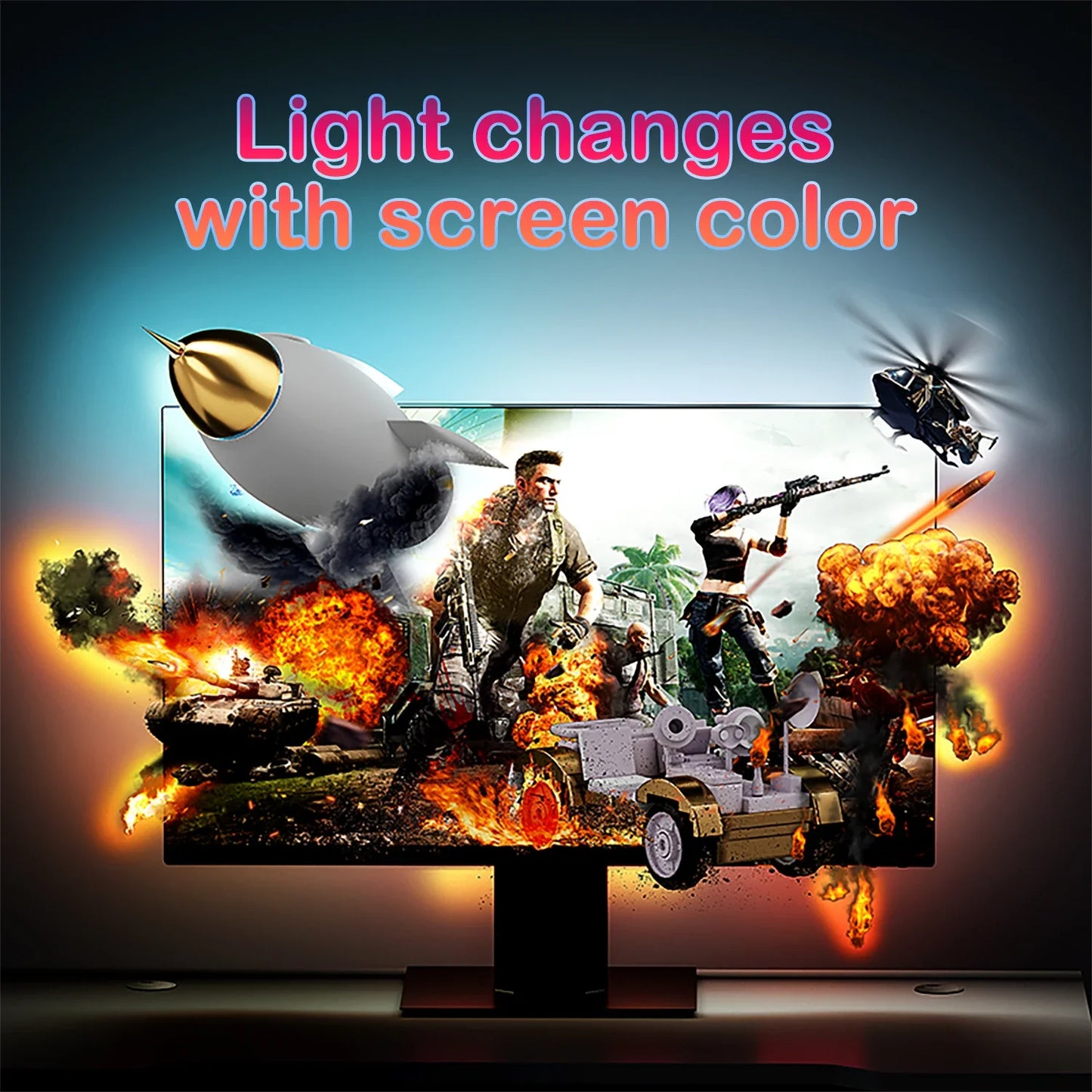 RGB Monitor Backlight Strip for PC – USB Sync LED, App Control, SMD5050, 27–34" Display