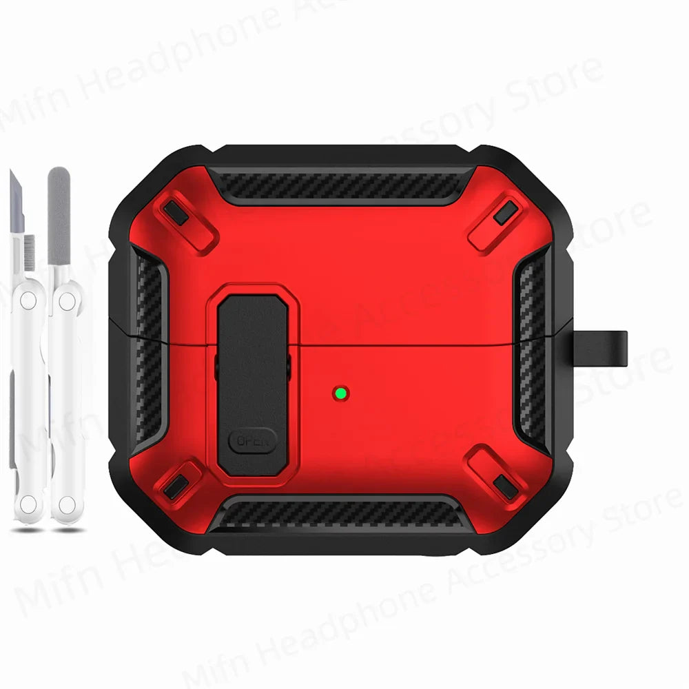 Carbon Fiber Switch Case Cover for Samsung Galaxy Buds 3/Buds 3 Pro – Hard Shell Protection, Secure Lock, Includes Cleaning Kit