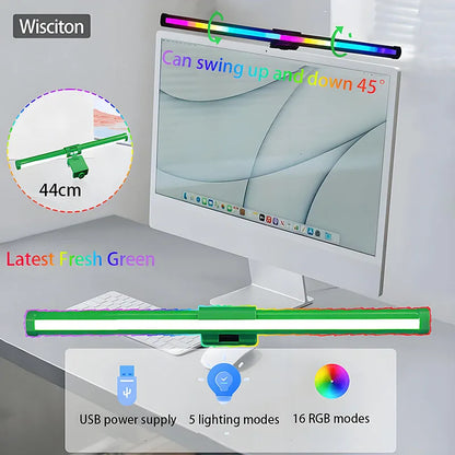 RGB Monitor Light Bar – Upgraded Wide Clamp (9cm), Touch Dimming, LED Desk & Gaming Lamp