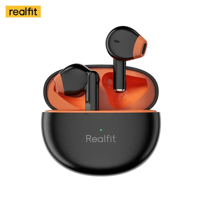 Realfit F2 TWS Bluetooth Earbuds – HiFi Sound, Waterproof True Wireless Earphones, Built-In Controls, Silicone Ear Tips, SBC Codec, Includes Charging Cable & Manual
