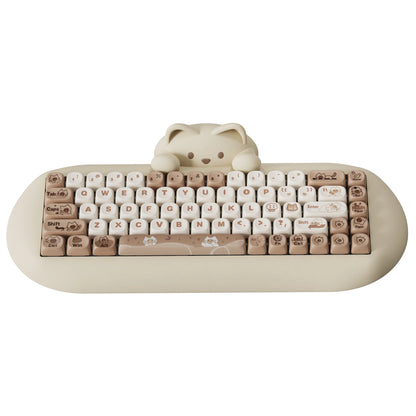 C68 Wireless Gaming Keyboard, Hi-Fi Cute Cat Custom RGB Mechanical Keyboard, Silicone 65% Hot Swap Ergonomic Kitty Keeb