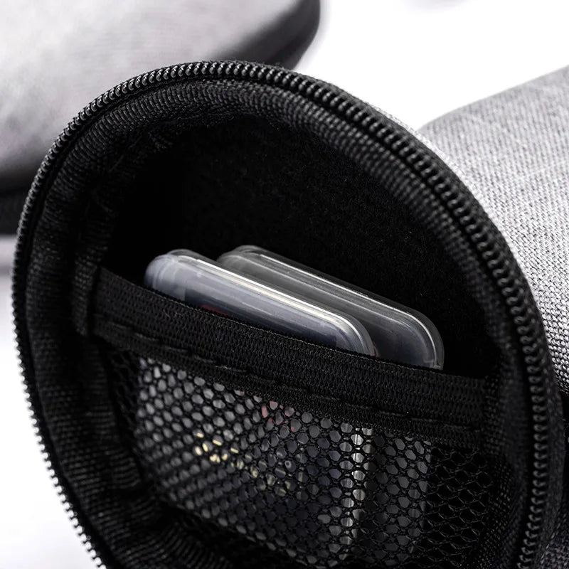Portable Leather Earphone Case – Shockproof Hard Shell Storage Bag, Slim & Stylish Protection