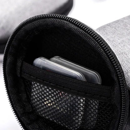 Portable Leather Earphone Case – Shockproof Hard Shell Storage Bag, Slim & Stylish Protection
