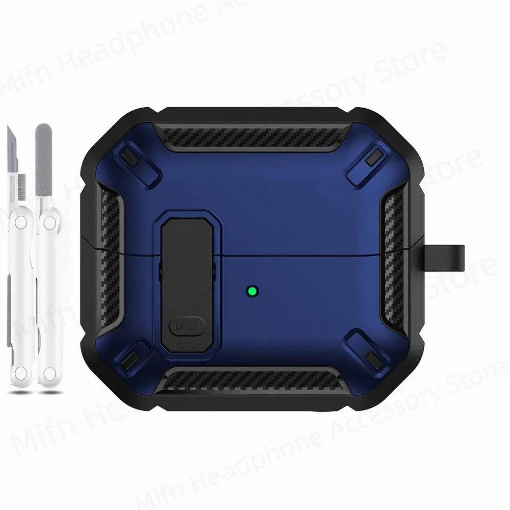 Carbon Fiber Switch Case Cover for Samsung Galaxy Buds 3/Buds 3 Pro – Hard Shell Protection, Secure Lock, Includes Cleaning Kit