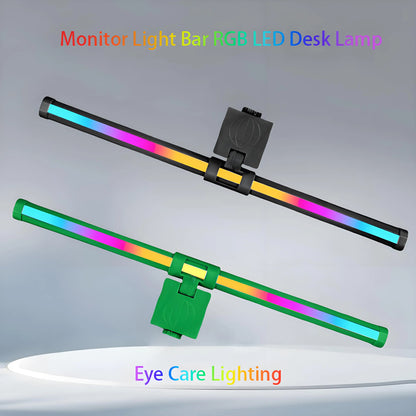 RGB Monitor Light Bar – Upgraded Wide Clamp (9cm), Touch Dimming, LED Desk & Gaming Lamp