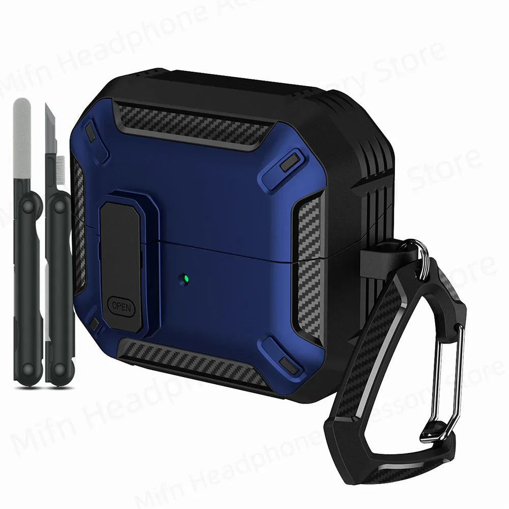 Carbon Fiber Switch Case Cover for Samsung Galaxy Buds 3/Buds 3 Pro – Hard Shell Protection, Secure Lock, Includes Cleaning Kit