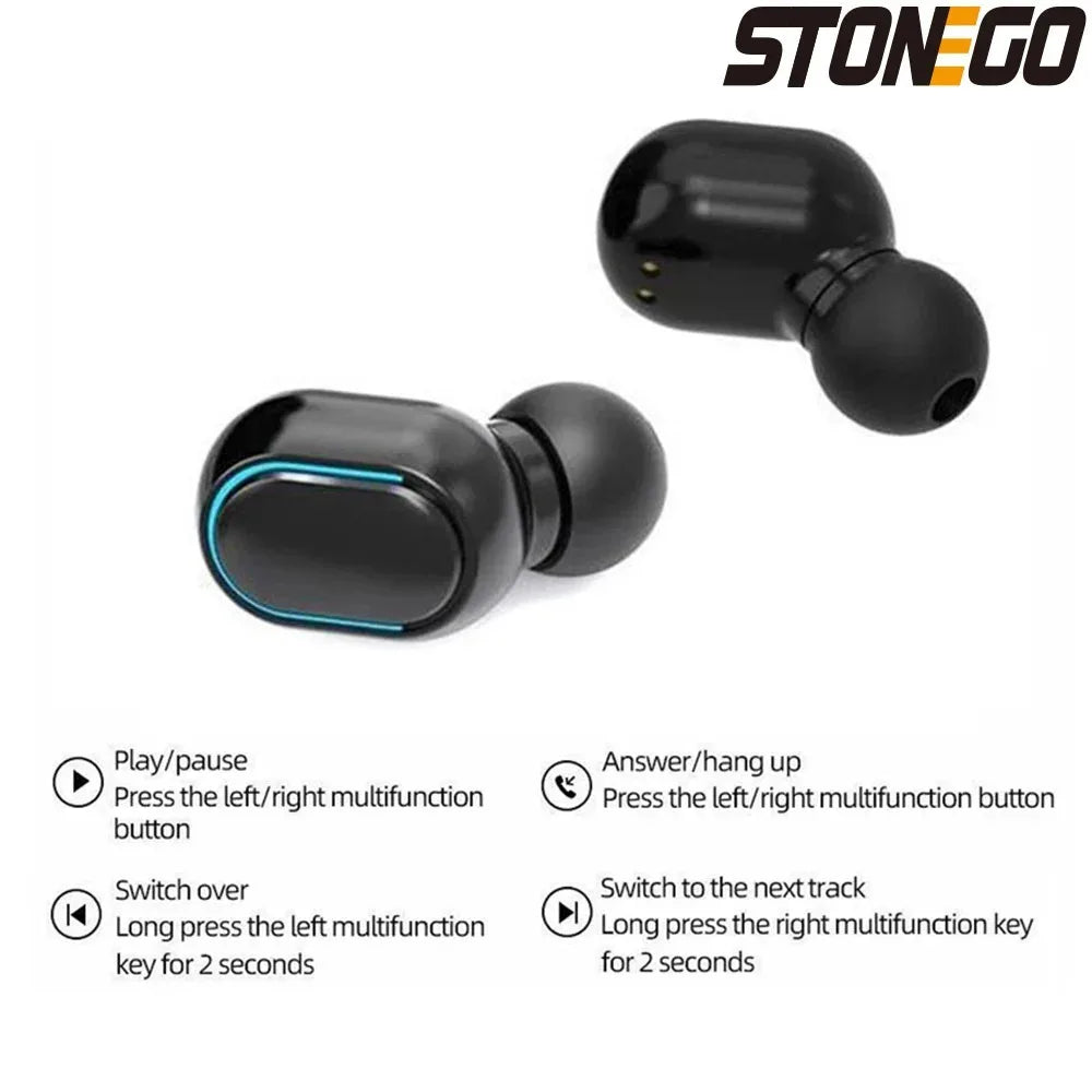 STONEGO Bluetooth 5.1 True Wireless Earbuds – Active Noise Cancelling, IPX5 Waterproof In-Ear Headphones, Built-In Mic, One-Step Pairing, LED Battery Display, 4H Playtime (10H with Case), For Gaming & Mobile