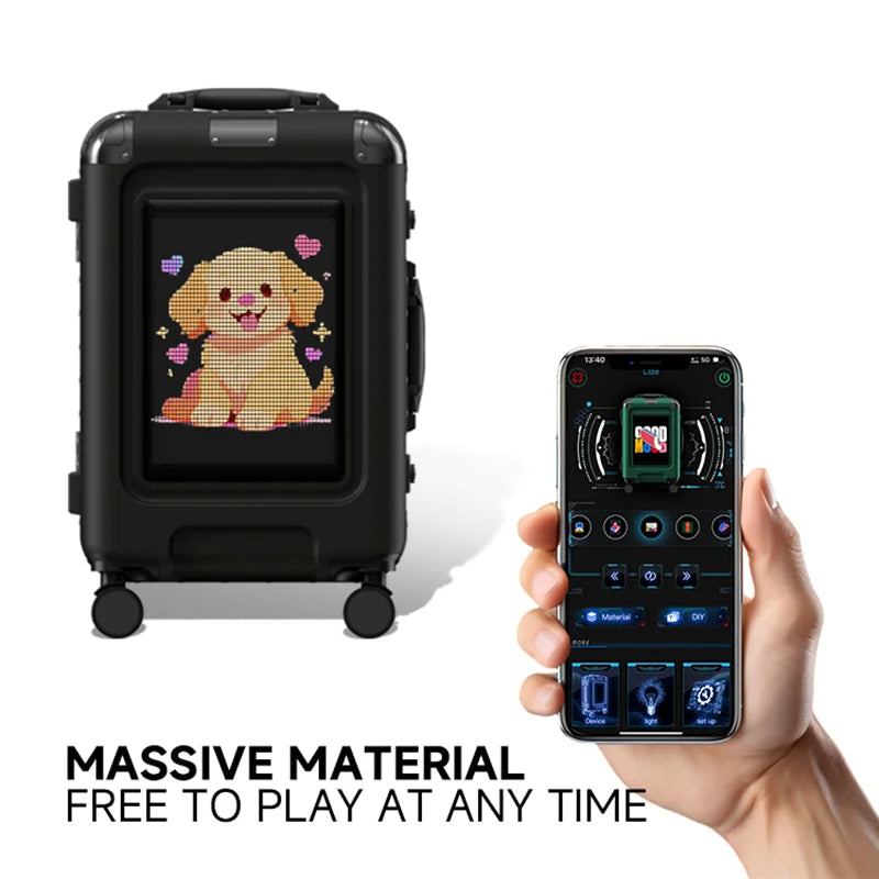 LED Smart Suitcase Trip Cabin Luggage Travel Suitcases Cabin Carrier 20 Inch Carrier Trolley Case Carry-On Suitcase