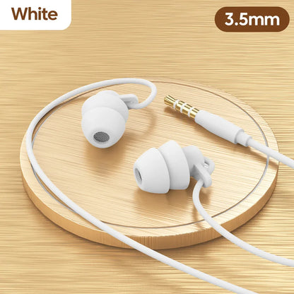olaf Soft Silicone Wired In-Ear Earphones – 3.5mm Jack, Sleep-Friendly Comfort Fit, Built-In Mic, In-Line Controls, 1.2m Cable, Water-Resistant, CE/FCC/RoHS