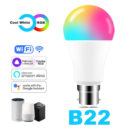 Wi-Fi Smart RGB + White Light Bulb - Alexa/Google Home Compatible - Dimmable, Timer, Color Changing